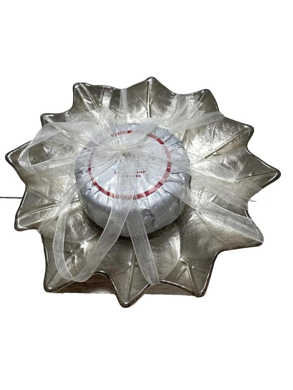 Leaf Design Soap Dish with Mini Lavender Soap Bar Bathroom Accessory Gift